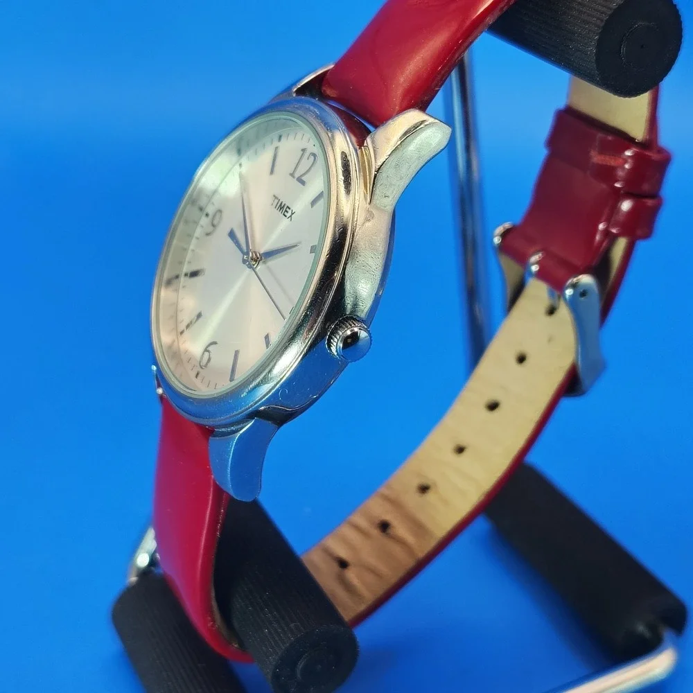 Vintage 2007 Timex 35mm Sunburst Women's‎ Quartz Watch Leather Strap Fits 4-7.5